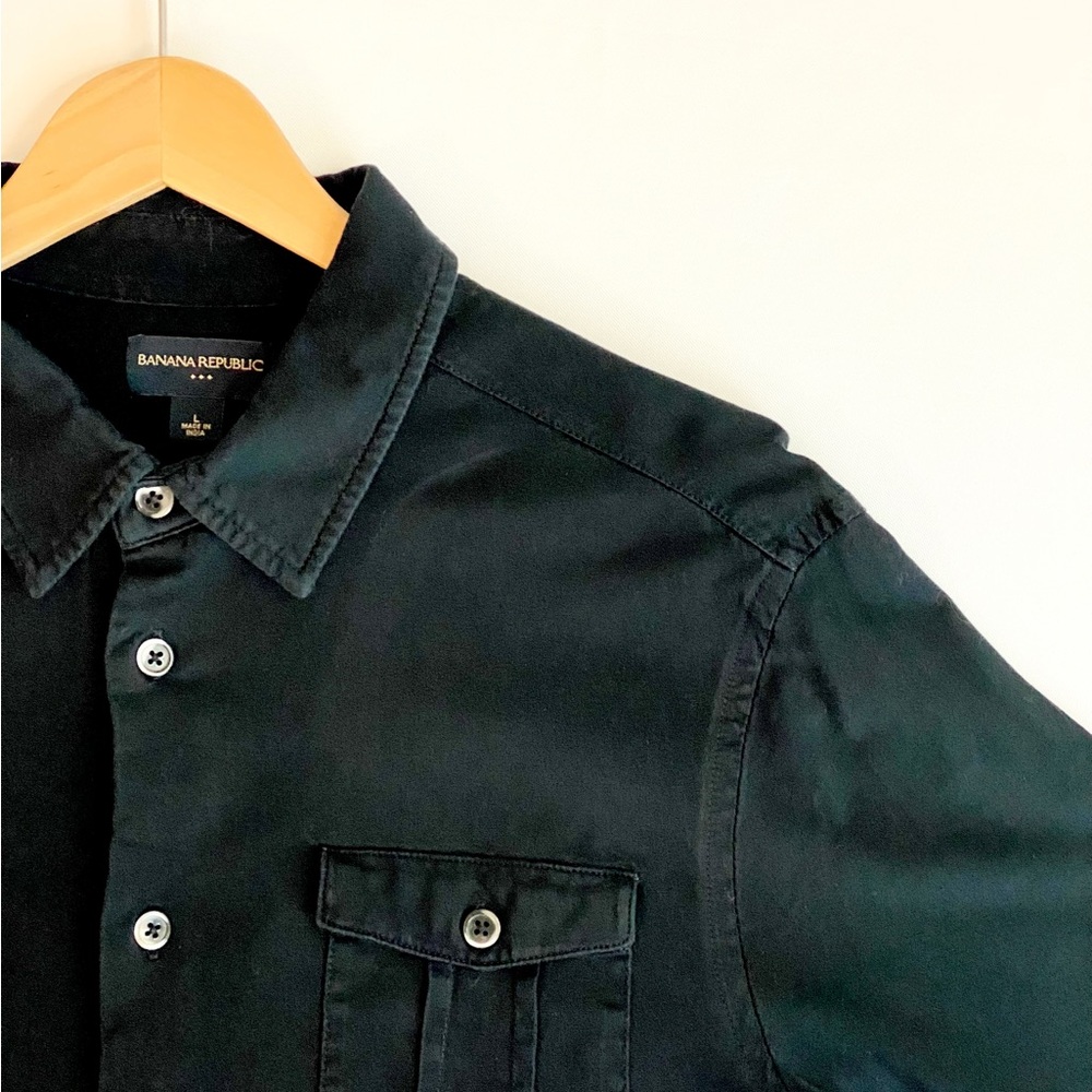 Banana Republic Men’s Black Lightweight Button-Front Shirt Jacket